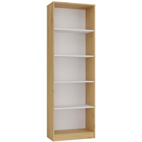FLORENCE - Bibliothèque 5 étagères - Dimensions 182x60x30 cm - Meuble de rangement livres - Chêne artisan