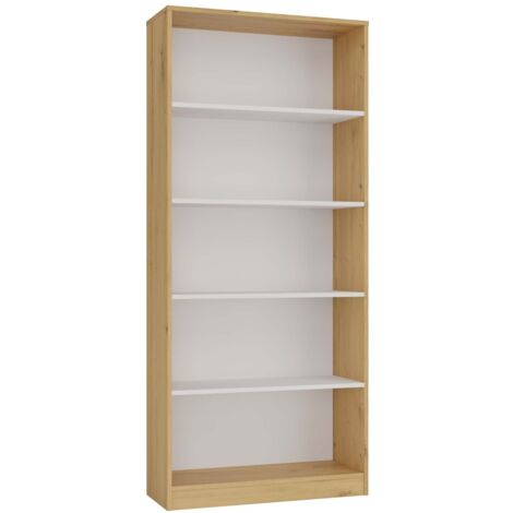 FLORENCE - Bibliothèque 5 étagères - Dimensions 182x80x30 cm - Meuble de rangement livres - Chêne artisan