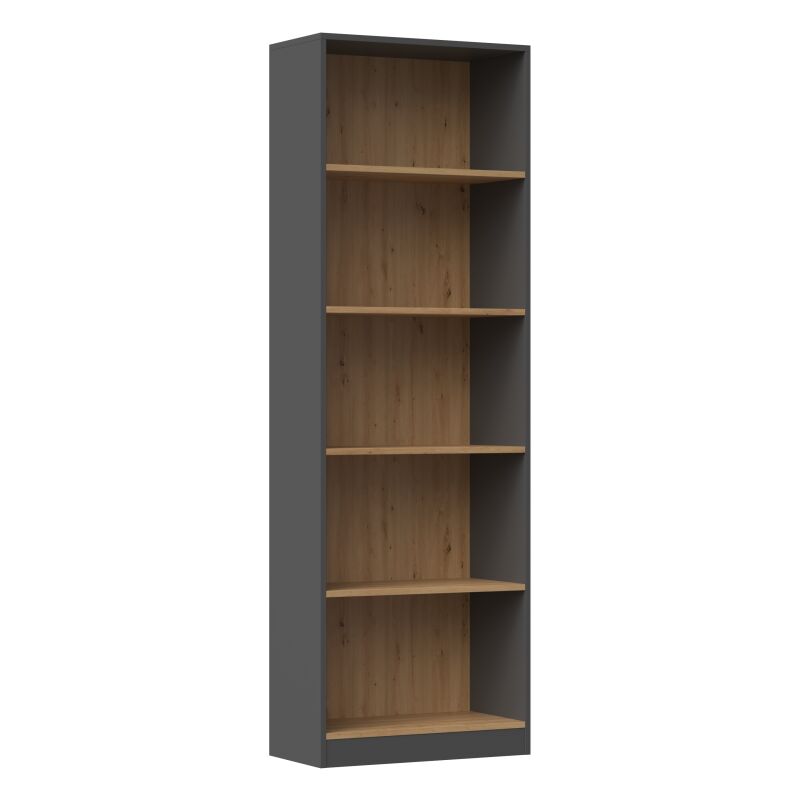 Florence - Bibliothèque 5 étagères - Dimensions 182x60x30 cm - Meuble de rangement livres Gris anthracite&Chêne Florence - Bibliothèque 5 étagères - Dimensions 182x60x30 cm - Meuble de rangement livres Gris anthracite&Chêne