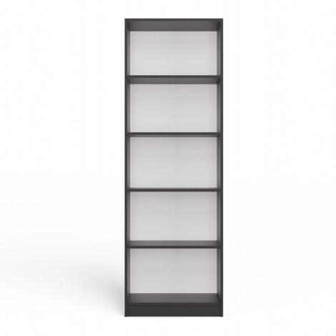 FLORENCE – Bücherregal mit 5 Fachböden – Maße 182 x 60 x 30 cm – Aufbewahrungsmöbel für Bücher – Grau