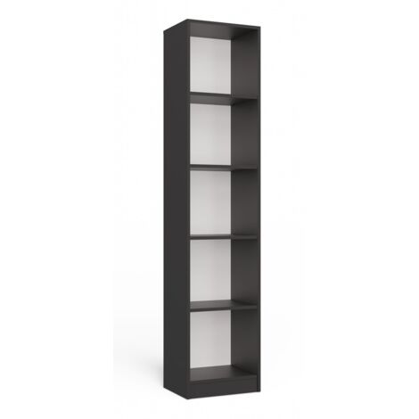 FLORENCE – Bücherregal mit 5 Regalböden – Maße: 182 x 40 x 30 cm – Aufbewahrungsmöbel für Bücher – Anthrazit