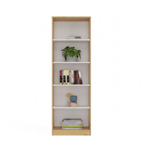 FLORENCE – Bücherregal mit 5 Regalen – Maße 182x60x30 cm – Aufbewahrungsmöbel für Bücher – Handwerks-Eiche