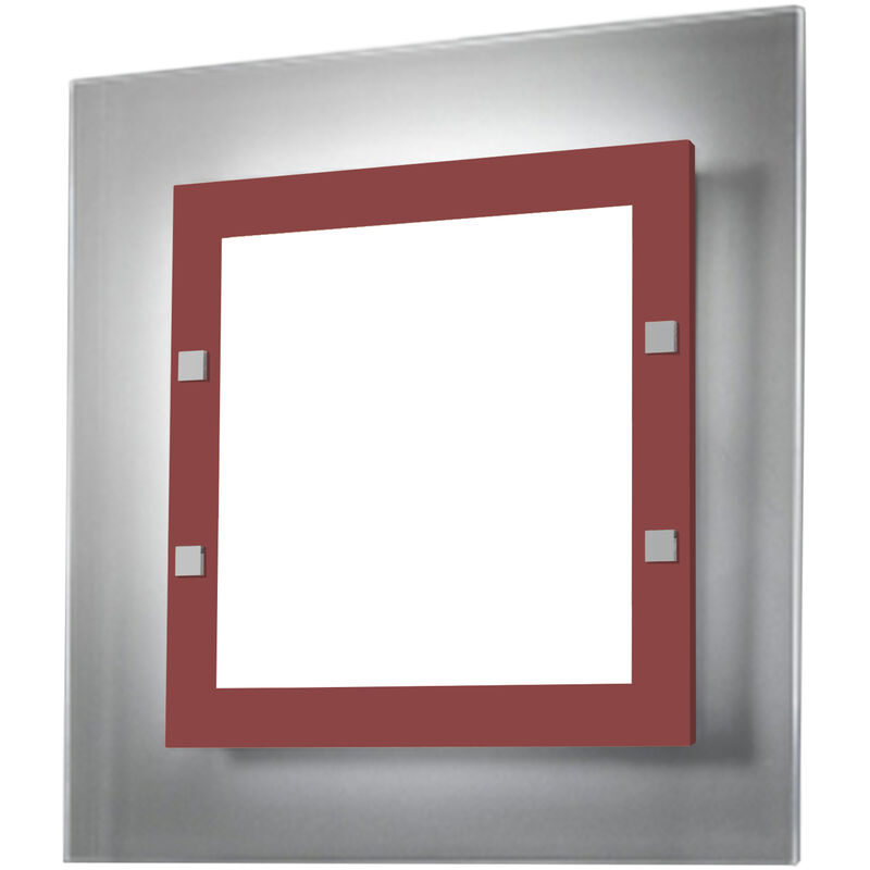Image of Florence Plafoniera, 4X E27, max 42W, metallo/vetro, rosso cowhide, 50x50cm - Lumicom