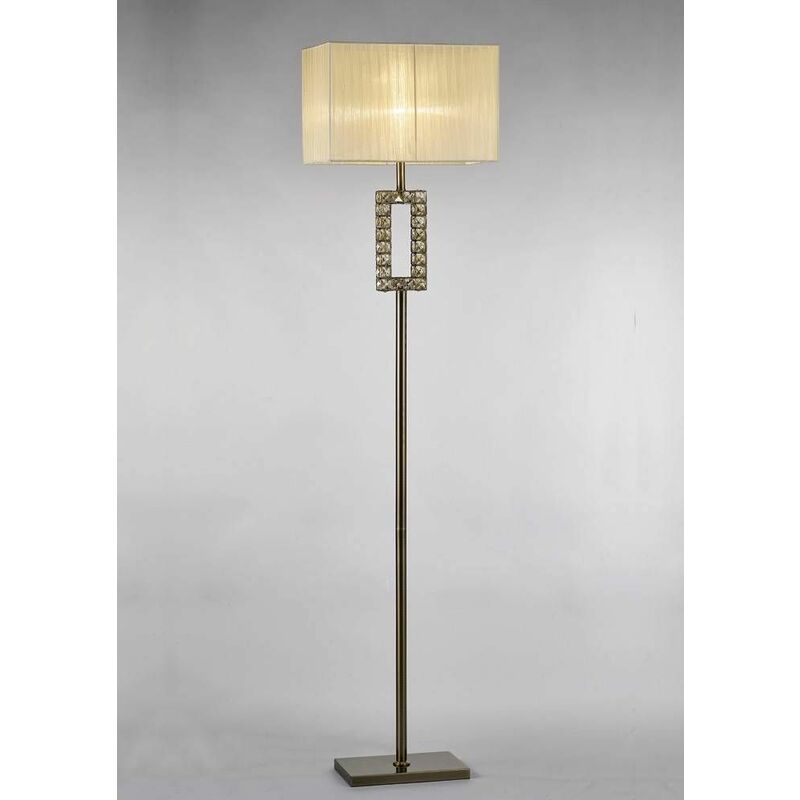 Florence Rectangle Floor Lamp with Cream Shade 1 Bulb antique brass / crystal