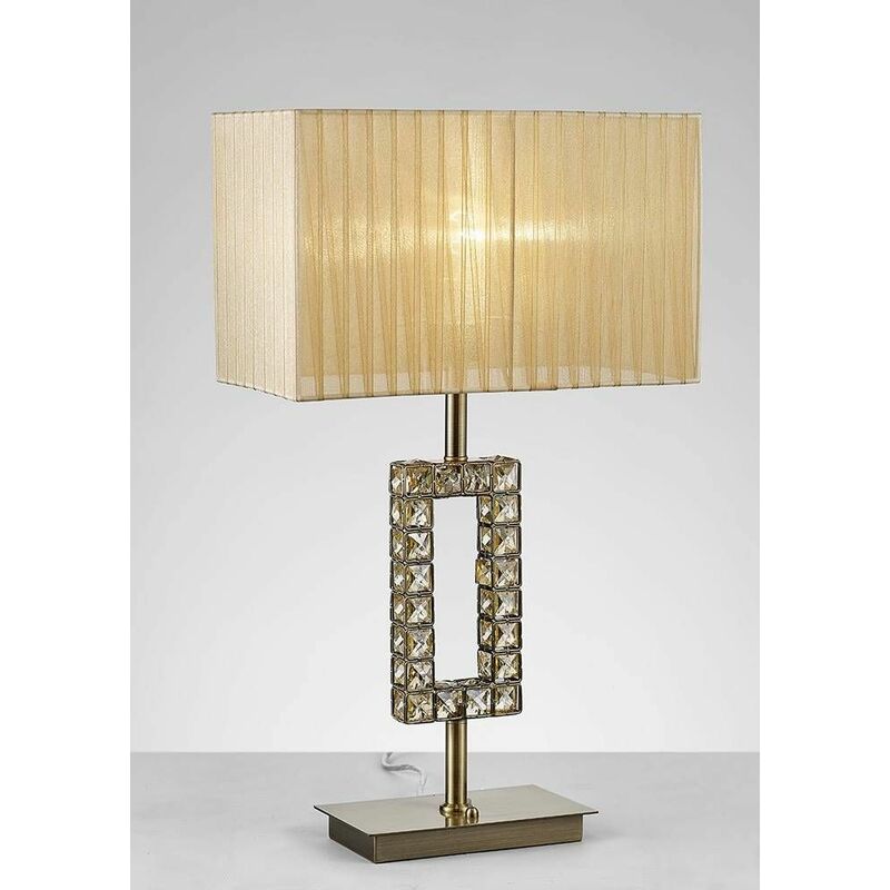 Florence Rectangle Table Lamp with Bronze Shade 1 Bulb antique brass / crystal