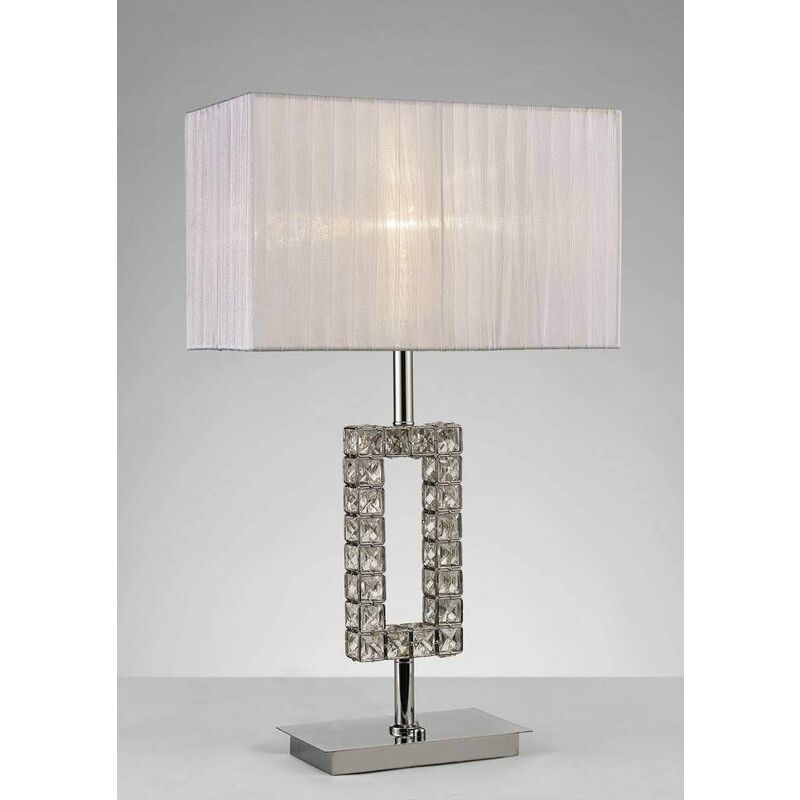 Florence Rectangle Table Lamp with White Shade 1 Bulb polished chrome / crystal