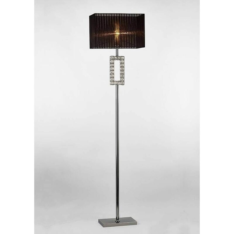 Florence Renctangle floor lamp with black shade 1 bulb polished chrome / crystal