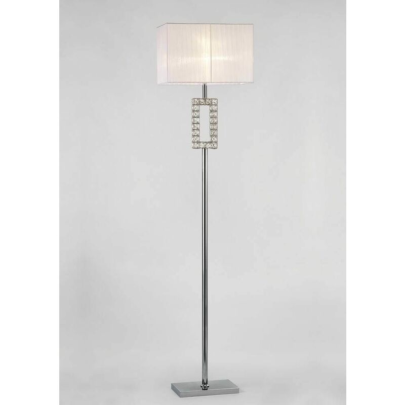 Florence Renctangle floor lamp with white shade 1 bulb polished chrome / crystal