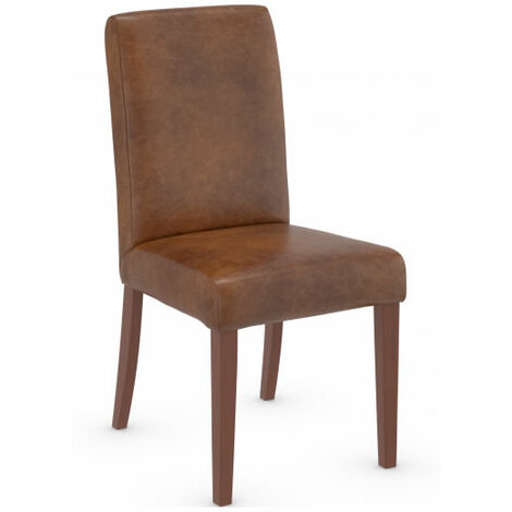 Florence Tan Aniline Real Leather Chair Walnut Legs - Tan