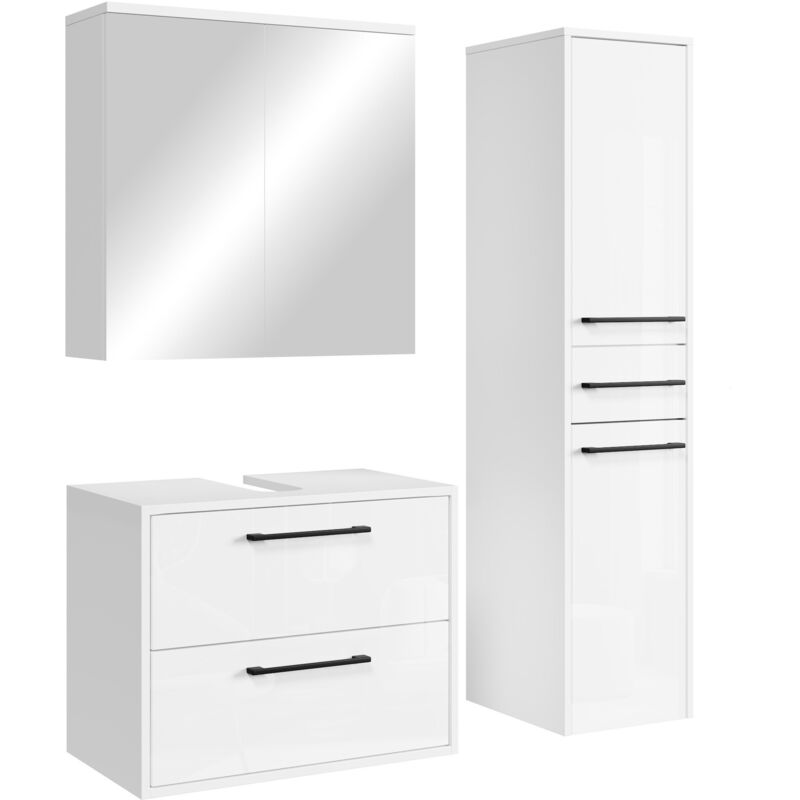 Badplaats Waschbeckenunterschrank Set Florence 60 X 35 Cm – Weiß Hochglanz