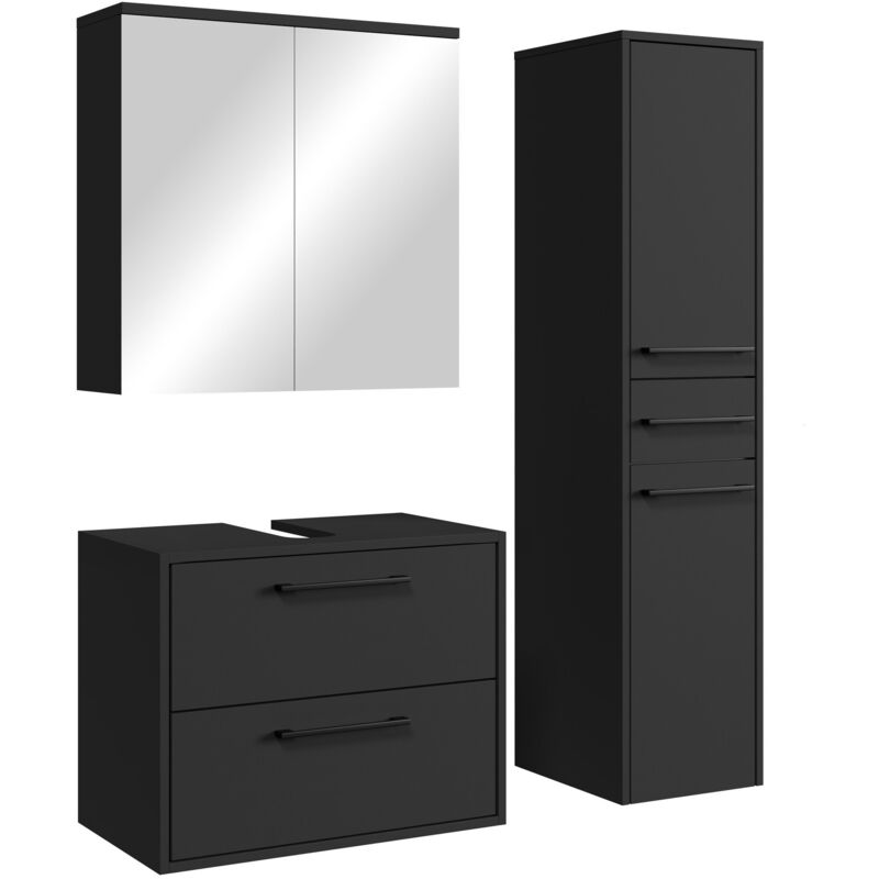 Badplaats Waschbeckenunterschrank Set Florence 60 X 35 Cm – Schwarz Matt –