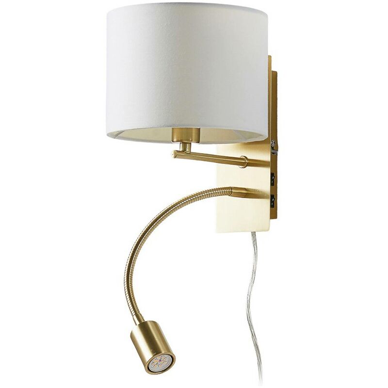 Image of Lampenwelt - Lindby Applique Florens ottone con luce di lettura led - bianco, nichel opaco