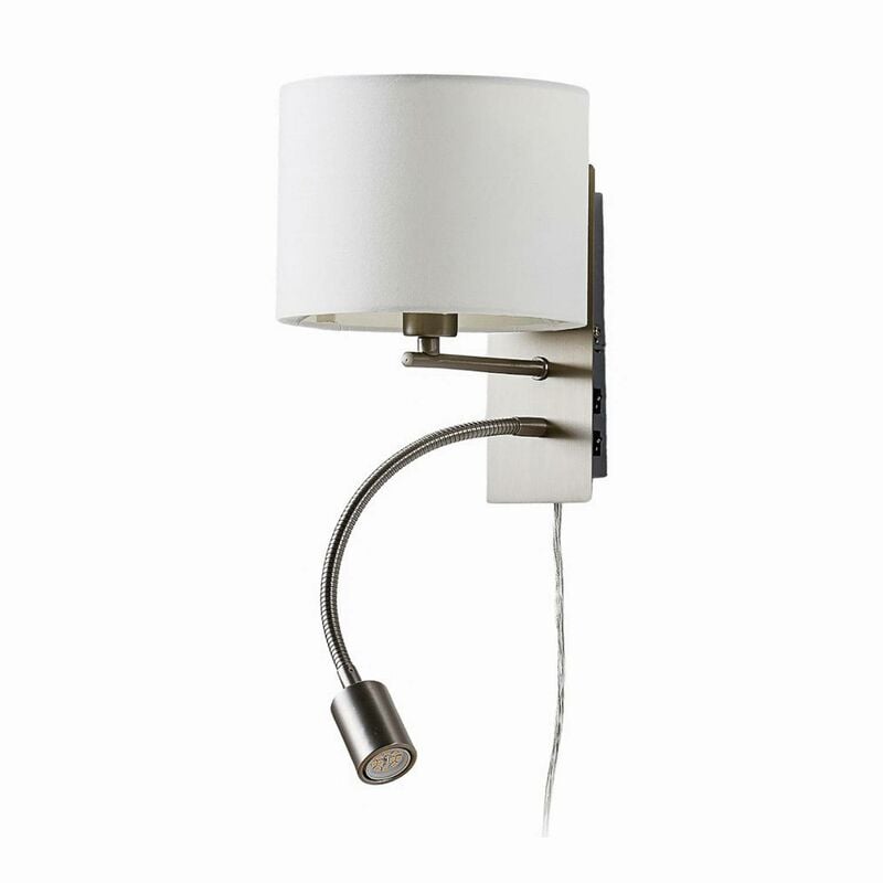 Image of Lindby Florens - applique di stoffa con lampada LED - bianco, nichel opaco