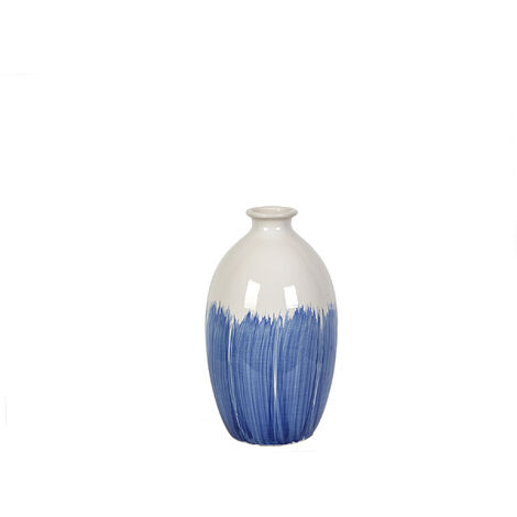Florero Ceramica Blanco Azul 22323