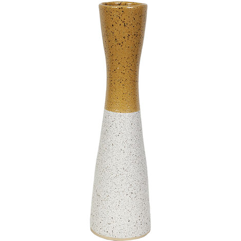 Florero Ceramica Mostaza/Blanco 22367