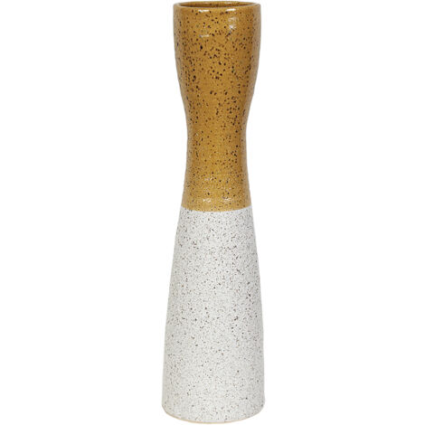Florero Ceramica Mostaza/Blanco 22368