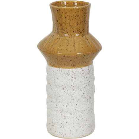 Florero Ceramica Mostaza/Blanco 22370
