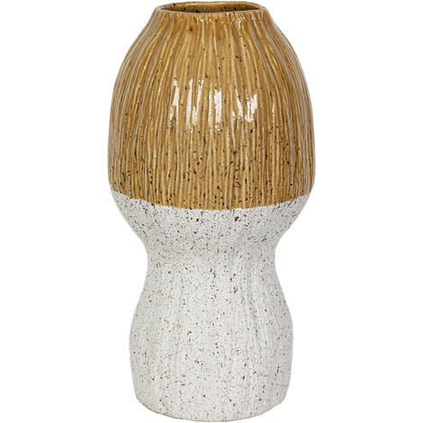 Florero Ceramica Mostaza/Blanco 22372