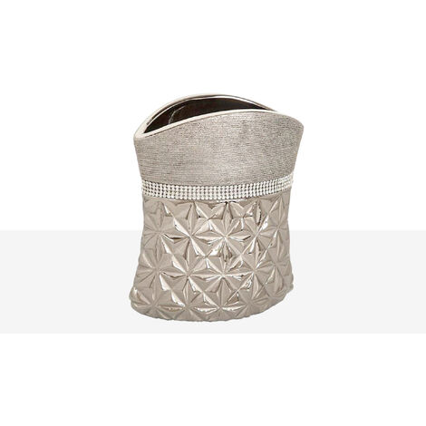 Florero Ceramica Oval Plata 22223