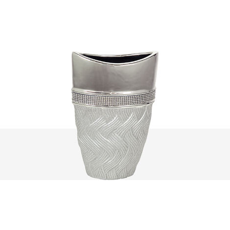 Florero Ceramica Plata/Cristalitos 221097