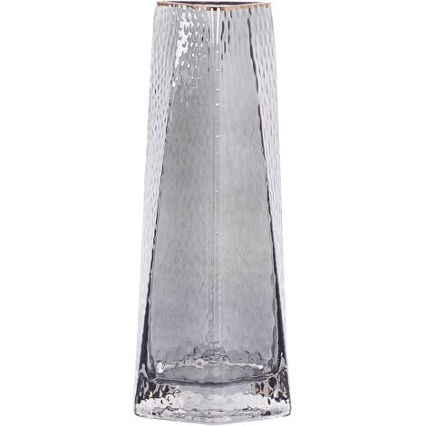 Florero de vidrio gris dorado 27 cm jarrón sobremesa moderno decoración Lilaia