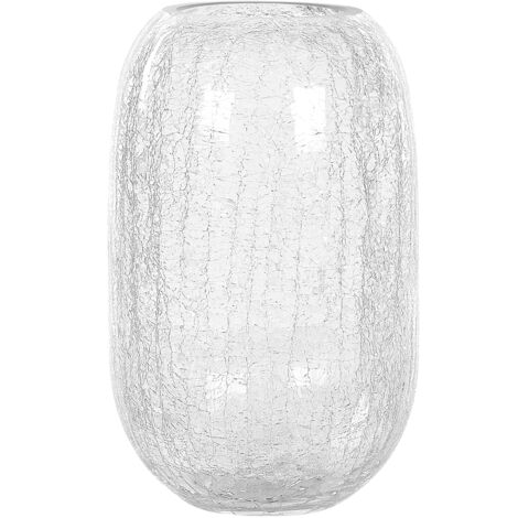 Florero de vidrio transparente 28 cm efecto agrietado diseño moderno Kyrakali