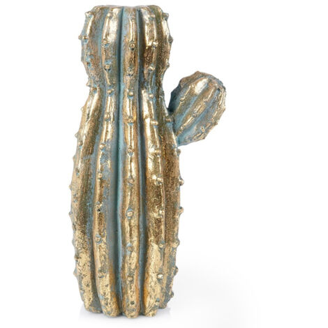 Florero dorado con forma de cactus, 41,5 cm