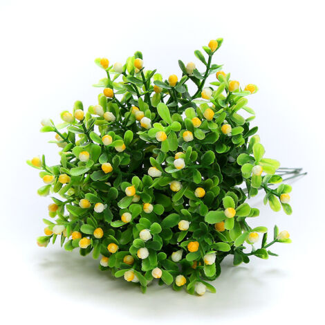 Flores artificiales Milan Grain Pequeños frutos rojos Plantas artificiales Flores de plástico Decoración del hogar Fruta de la fortuna Pequeño arreglo floral en maceta (10 ramos morados)