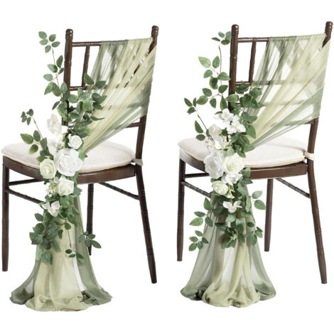 Flores decorativas para bodas, respaldos de sillas, flores artificiales, floristerías [2 juegos por bolsa] (112 caracteres)