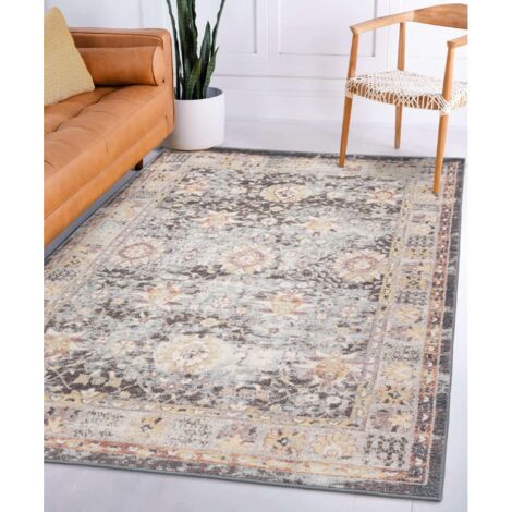 Flores Gita FR03 Traditional Classic Bordered Persian Floral Vintage Rug in Multi Large 160x230 cm (5'3"x7'7")