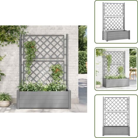 Flores - vidaXL Jardinera con enrejado PP gris piedra 100x43x142 cm - Plantas