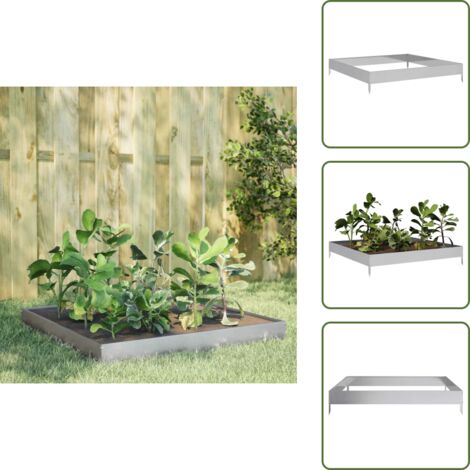 Flores - vidaXL Jardinera de acero galvanizado 100x100x18,5 cm - Suelo abierto