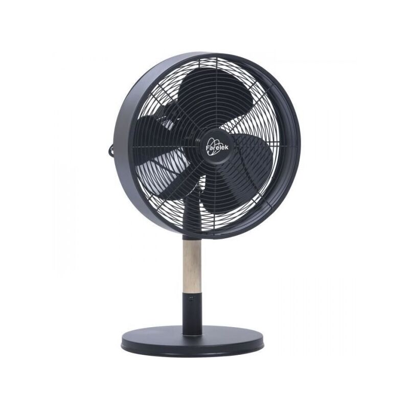 Farelek - florida Noir & Bois - Ventilateur a poser Ø30cm 35W oscillant