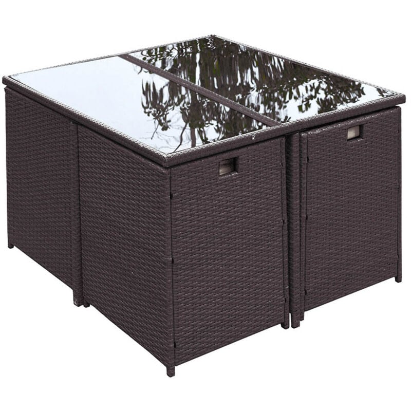 Concept-usine - Salon de jardin encastrable Marron/Blanc 8 places florida