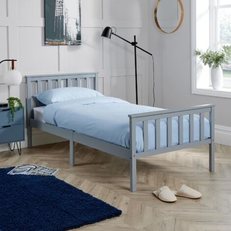 Florida Single Grey Pine Wooden Bed 3ft Childrens Bedroom High End Slatted Base