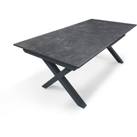 FLORIDE - Table de jardin en aluminium gris anthracite et plateau en céramique - DCB GARDEN