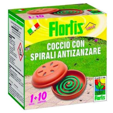 FLORTIS COCCIO+10 SPIRALI ANTI ZANZARE REPELLENTI INSETTI ZANZARE GIARDINO ESTERNO