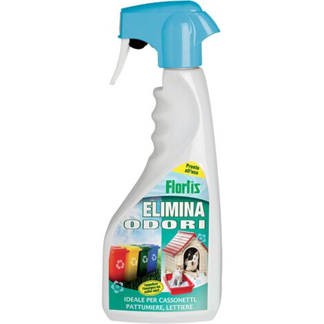 Flortis Spray ELIMINA ODORI Ideale per CASSONETTI PATTUMIERE LETTIERE 500ML