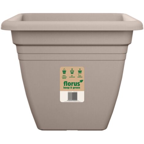 Florus Mediterran Quadro Pot De Fleurs 40 - Gris - Ø 39 x H 0 cm - extérieur - 100% recyclé