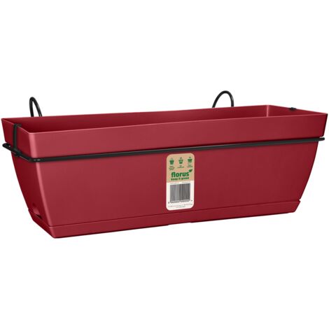 Florus Paris Balcony Trough Set 50 Deep red Fioriera Rettangolare