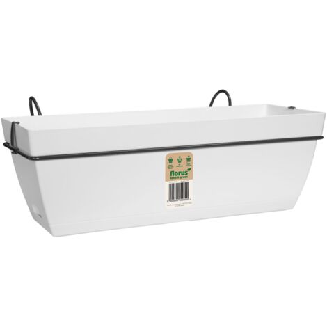 Florus Paris Balcony Trough Set 50 White Fioriera Rettangolare