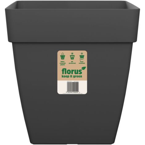 Florus Paris Quadro Pot De Fleurs 40 - Gris - Ø 39 x H 40 cm - extérieur - 100% recyclé