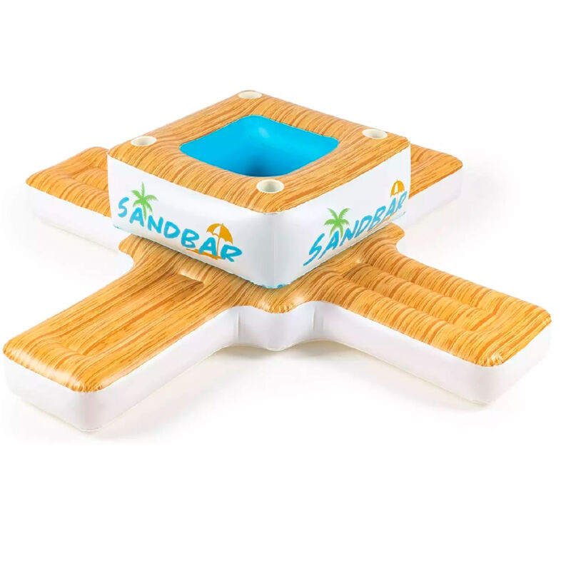 Bestway - Colchoneta Hinchable Con Nevera Incorporada Sandbar 242X242X67 Cm Con 4 Plazas,Nevera Y 4 Posavasos