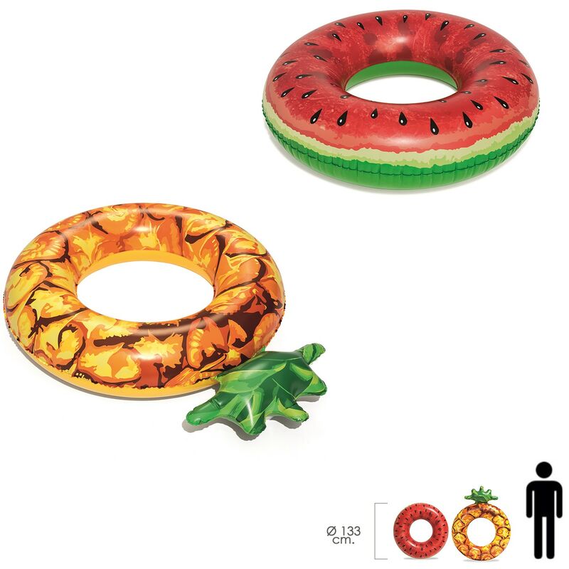 

Flotador rosco piña / sandia colores surtidos Ø 116 cms.