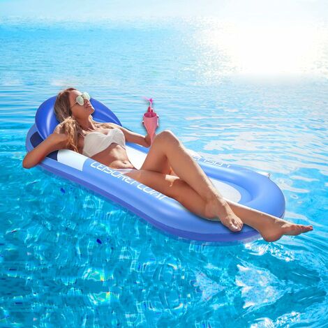 Flotadores de piscina, tumbona de piscina con almohada para la cabeza, balsa de lago, gran bola inflable de lujo para piscina, hamaca de agua portátil, sillón reclinable, juguetes flotantes para fiest