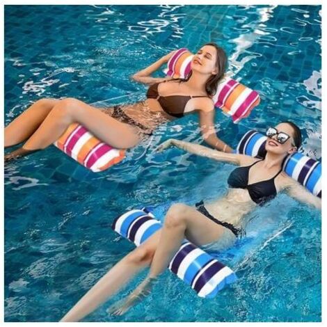 Flotadores inflables para piscina, juguetes para adultos, accesorios 4 en 1, hamaca para piscina (azul y rosa)