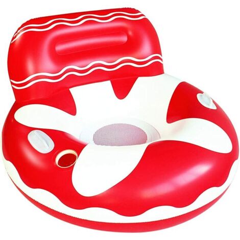 Flottant Lit Flottant Gonflable en PVC pour Piscine Hamac à Eau Flottant Matelas Lit Gonflable avec Un Joli Porte-gobelet, Jouet pour Adultes et Enfants Ananas (Rouge)