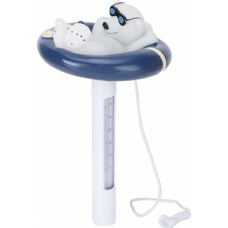 Flottant Thermomètre De Piscine Tube Indicateur De Température Forme Cartoon Ours Polaire Avec Chaîne Pour Piscine Spa À Remous Étang