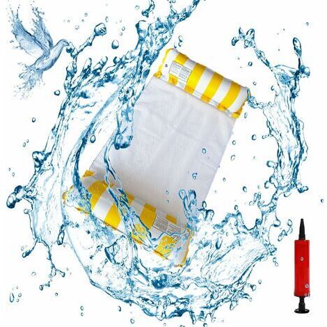 Flottantes Hamac,Chaise Longue de Piscine Flottantes Portable,4 -en-1 Hamac Gonflable Piscine,Piscine Flottantes Portable Flotteur Gonflable Piscine avec la Pompe Jaune