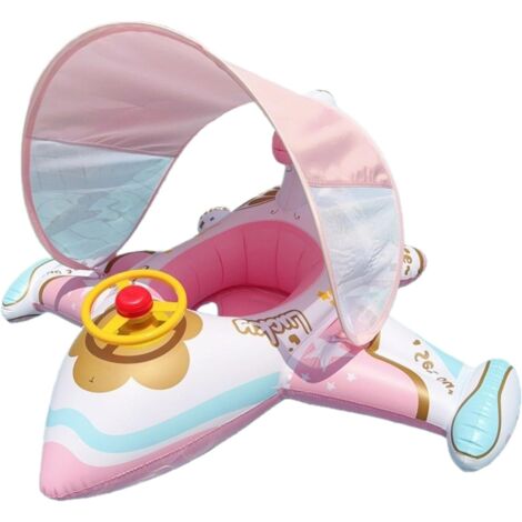 Flotteur Avion Gonflable - Jouet de Piscine Bateau Avion avec Store Anti -